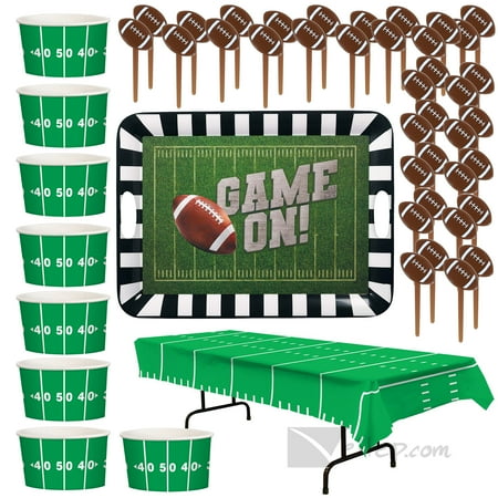 Football Field Goal Game Starter Tailgate Party 46pc Tableware Serving Set