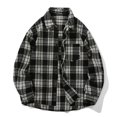 thumbnail image 2 of Camisas Para Hombre Talla Extra Camisa con capucha a cuadros informal de negocios de primavera y otoño para hombres (Black, XL), 2 of 7