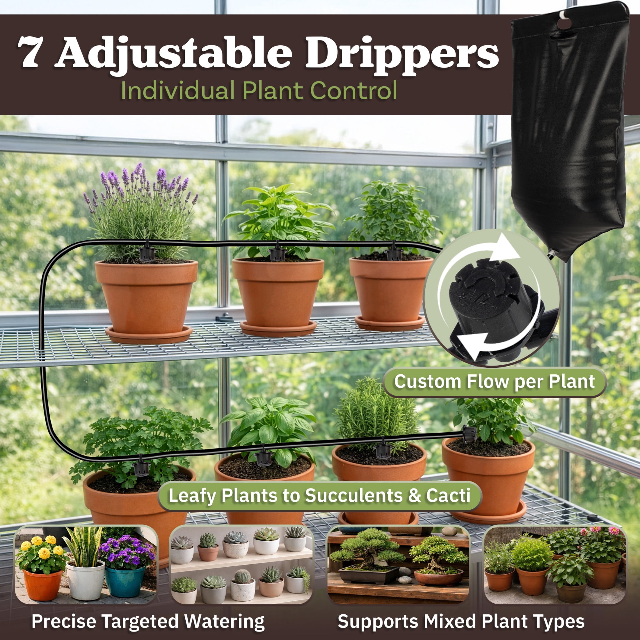 Pure Garden 2.77Gal Automatic Plant Waterer Indoor Drip Irrigation System with 7 Adjustable Drippers