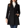 thumbnail image 1 of Abrigo para Mujer con Solapa y Botones Abrigo de Invierno Negro S, 1 of 5