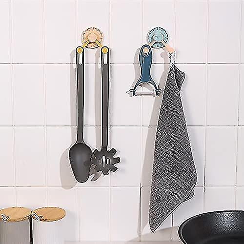 -Paquete de 4 ganchos adhesivos giratorios de 360 grados, ganchos colgantes para electrodomésticos con forma de reloj sin perforaciones para baño, cocina y oficina