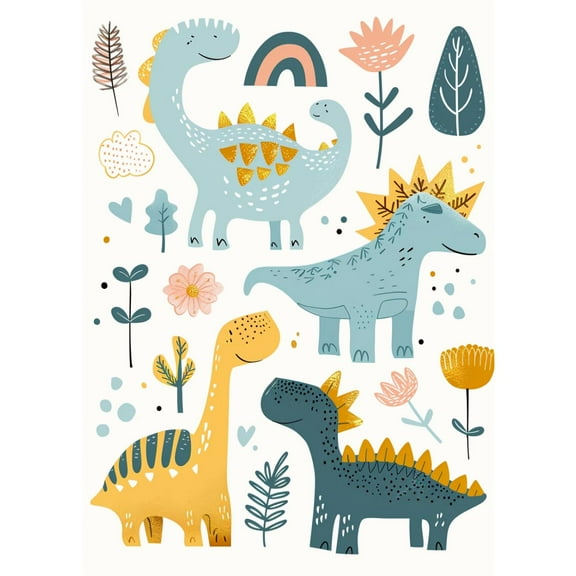 5D Diamond Art Cartoon Dinosaur DIY Paint with Full Drill Round Diamond Gems Painting by Number Kits for Adults Art Craft Home Wall Decor 11.8x15.8in