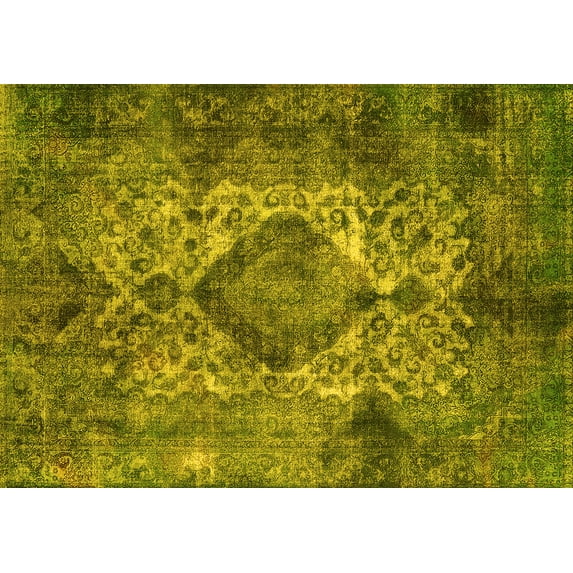 Ahgly Company Indoor Rectangle Oriental Yellow Industrial Area Rugs, 5' x 7'