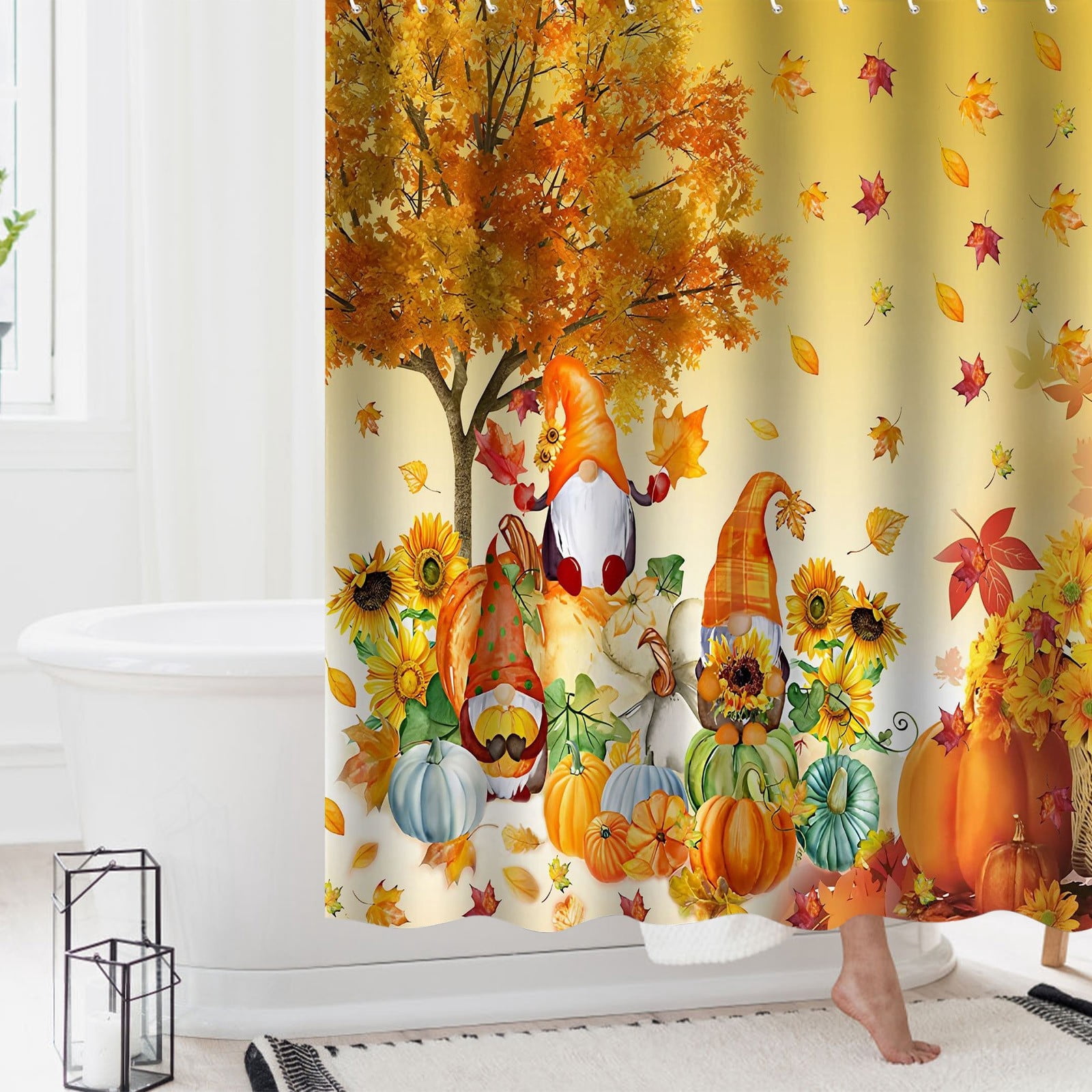 (Clearance) pdqouc Shower Curtain Colorful Bathroom Curtains,Floral Fabric Polyester Printed Waterproof Washable Modern Curtain Rustic Home White Shower Curtain for Spring Summer 70.8 x 70.8 Inch