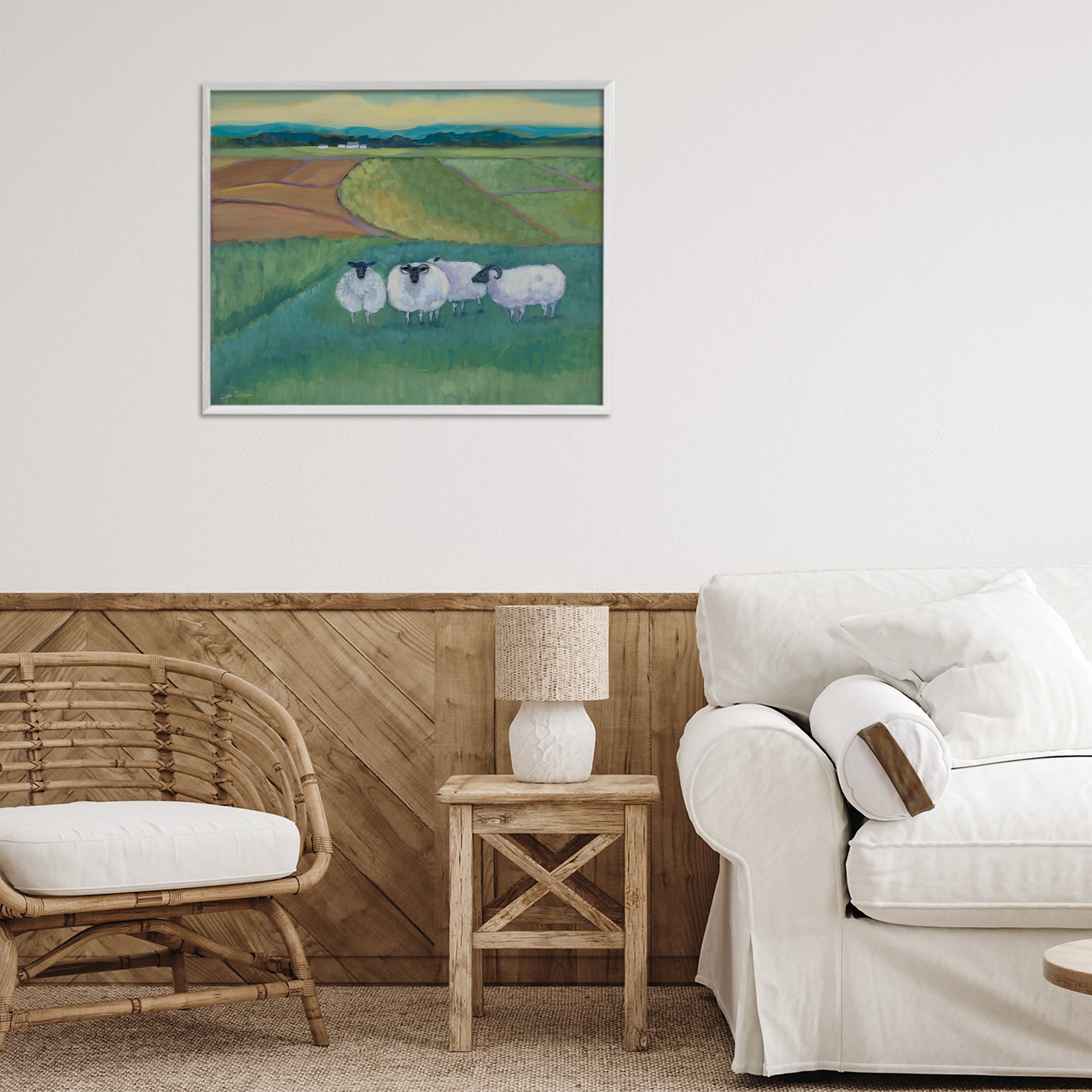 Stupell Industries Sheep Herd Meetup White Framed Giclee Art, design by Lynn Ericson Fine Art