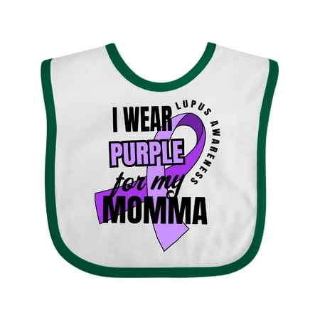 

Inktastic I Wear Purple For My Momma Lupus Awareness Gift Baby Boy or Baby Girl Bib