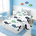 thumbnail image 2 of Manfei Colorful Whale Twin Sheet Sets for Kids Boys and Girls, Sea Animal Bedding 3-Piece, 1 Flat Sheet, 1 Fitted Sheet and 1 Pillowcase, 2 of 6