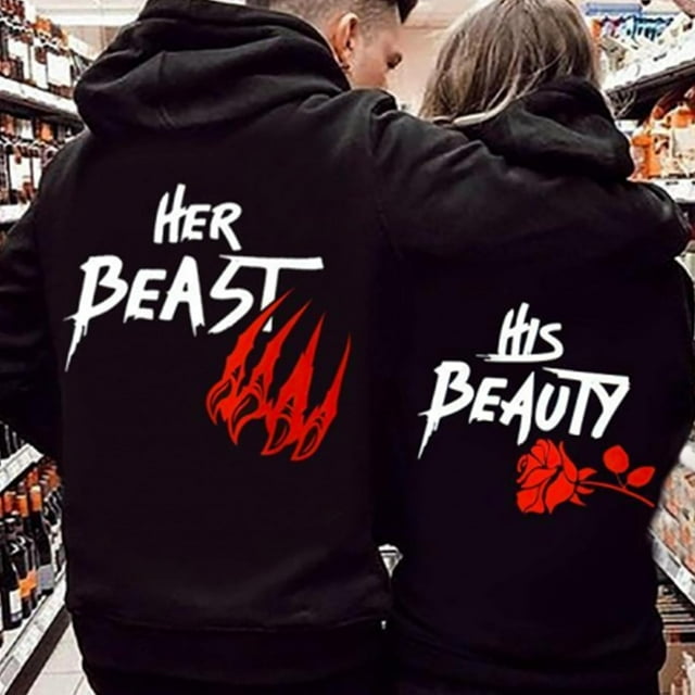 Lotusprinthandmade Chandail à Capuchon Assorti de la Saint-Valentin pour Couple 2D P-5TG Multicolore (m) – Ensemble de Chandails à Capuchon de la Saint-Valentin pour Couple