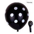 thumbnail image 2 of Bewildely 100 piezas globos de lunares látex peso ligero punto de onda globo colorido atmósfera arreglo foto Props bebé Kits de decoración para fiestas Punto negro/blanco Bewildely HA062964-02B, 2 of 6
