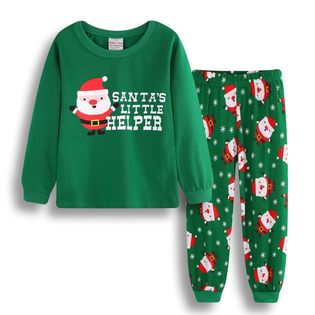 Conjuntos de pijamas navideños para niños, pijama a rayas para bebés y niñas, ropa de dormir de Año Nuevo, pijamas de algodón para niños pequeños, ropa 120 6T Gao Jinjia LED