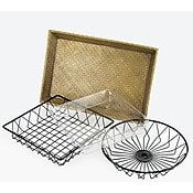 Cal-Mil Rectangular Black Wire Basket - 18"L x 12"W x 2 1/2"H