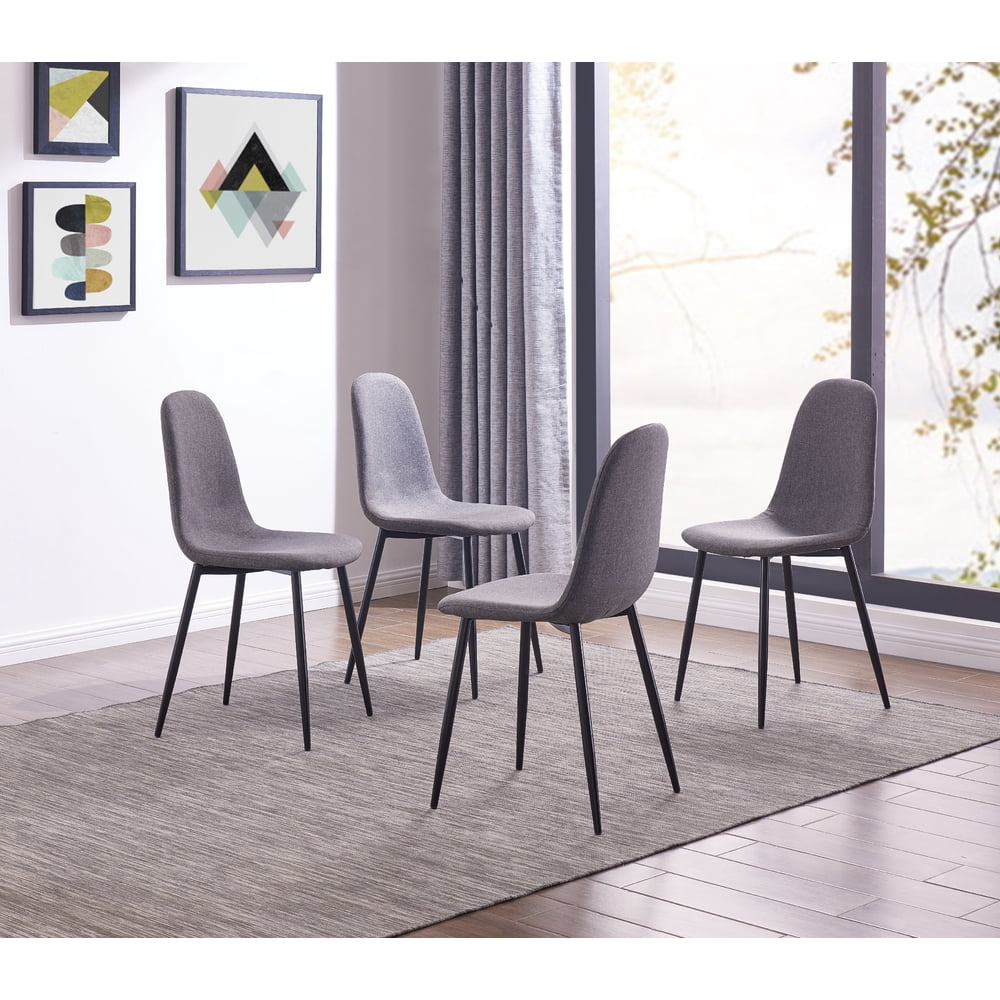 IDS Eames Style Fabric Dining Side Chairs with Metal Legs and Padded Seat & Back