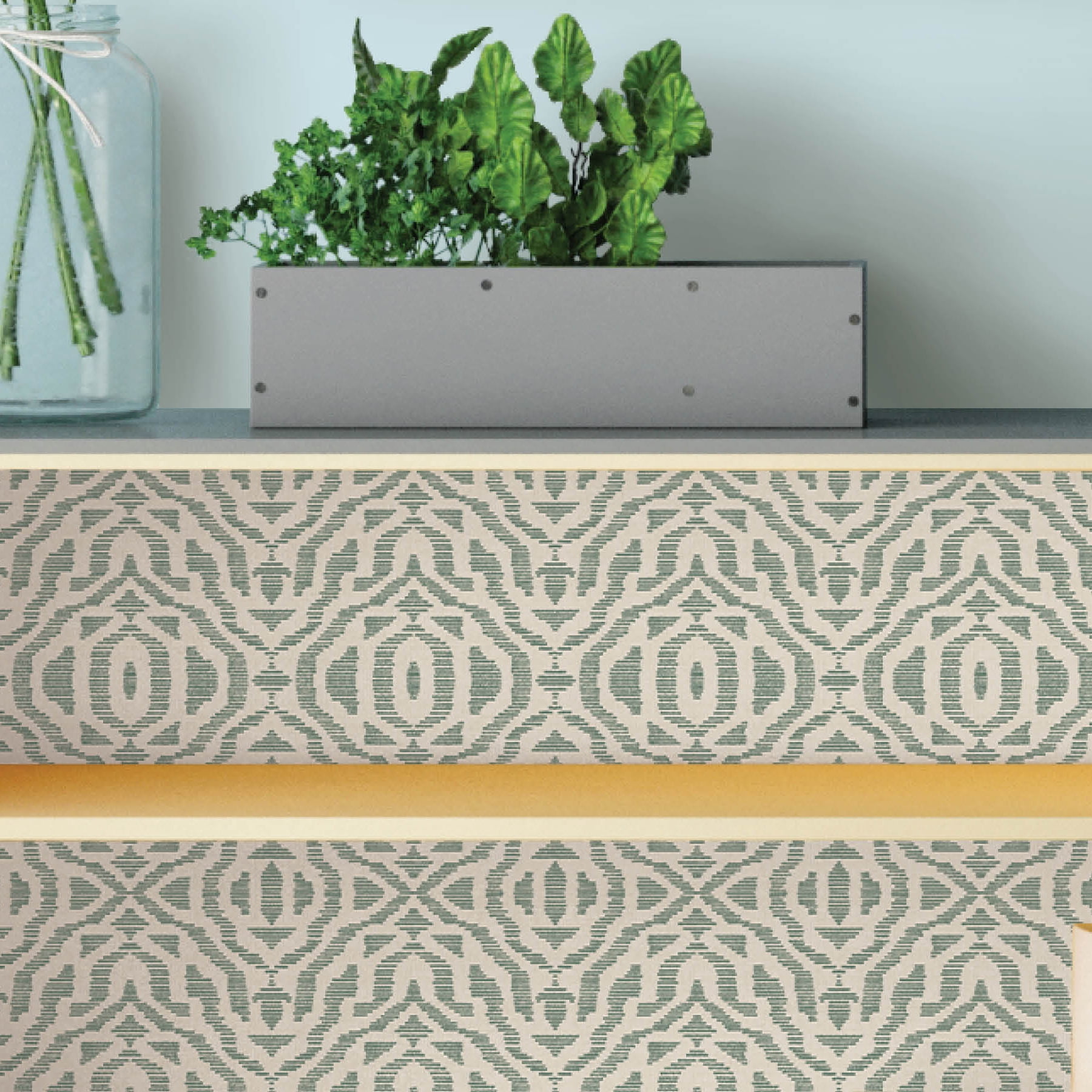 Mainstays Green Ikat Peel and Stick Wallpaper 30.75 Sq. ft, 1 Count