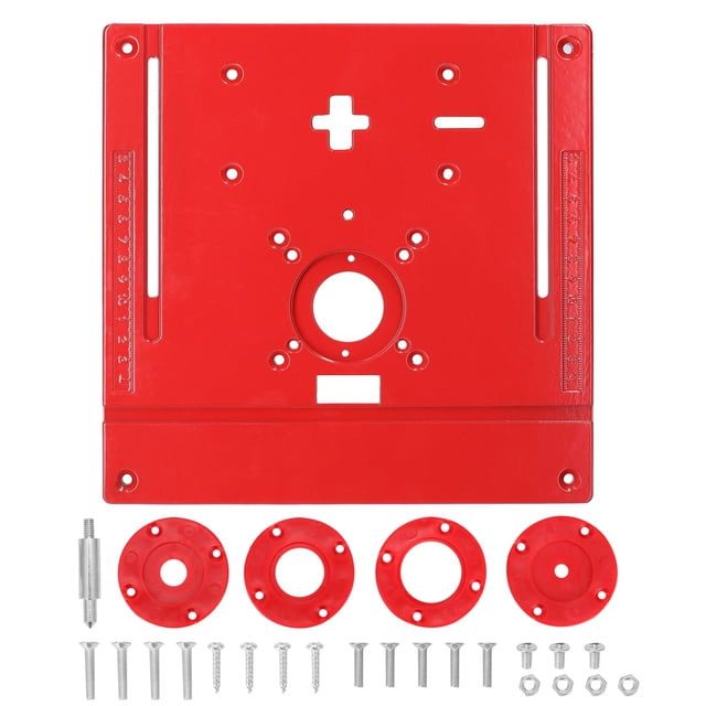 Yeacher Router Table Insert Plate Electric Trimming Machine Jig Saw Flip Board Engraving Auxiliary Tool with 4 Rings and Screws for Woodworking Work Benches