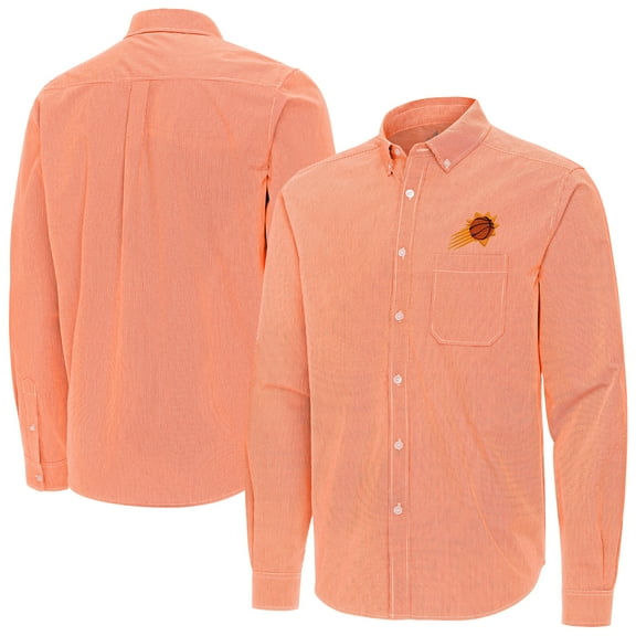 Men's Antigua Orange Phoenix Suns Porter Woven Long Sleeve Button-Down Shirt