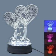 JT Double Heart I Love You 3D Night Light Multi 7 Color Changing Illusion Lamp for Children Kids Girls Boys and a perfect Home Décor Gift