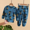 thumbnail image 2 of TOWED22 Toddler Boys Casual Fall 2Pcs Set Long Sleeve Print Pattern Pullover Tee Elastic Waist Joggers Soft Warm Outfits Clothes(Blue,18-24 M), 2 of 5