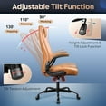 thumbnail image 4 of Wubio Executive Chair Computer Office Chair, High Back Ergonomic Desk Chair with Adjustable Flip-up Armrests, Lumbar Support and Thick Headrest, Brown, 4 of 7
