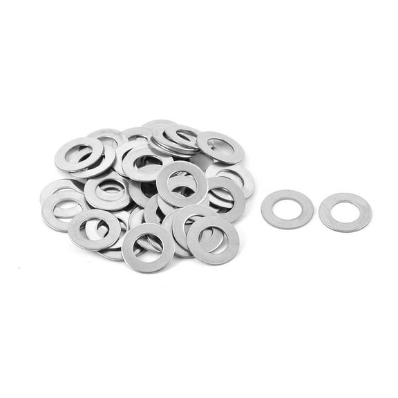 M6 x 12mm x 0.5mm Stainless Steel Flat Pad Washer Gasket Silver Tone 50pcs