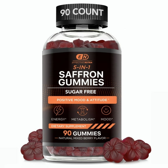 Effective Nutra 5-in-1 Saffron Gummies - Sugar Free Saffron Supplement - (90 Count)