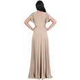 thumbnail image 5 of KOH KOH Long Bridesmaid Wedding Guest Sleeveless V-Neck Full Floor Length Flowy Sexy Wrap Formal Evening Cocktail Party Tall Maxi Dress Gown For Women Nude Champagne Brown Large US 12-14 NT333, 5 of 6