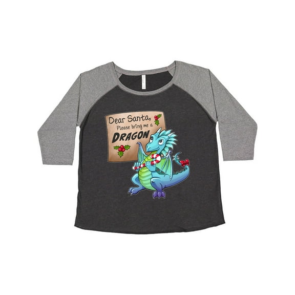 Inktastic Dear Santa, Please Bring Me a Dragon- Christmas wish Women's Plus Size T-Shirt