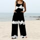 thumbnail image 3 of Gibobby pantalones siameses de pierna ancha Monos de mujer Verano Casual Suelto Sin mangas Patchwork Doble bolsillos Mono Estampado floral Boho Pierna ancha Babero en general(Negro， M), 3 of 5
