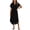 Black, variant on Oversized Shirt Dress for Women, Plus Size Casual Button Down 3/4 Rolled-Up Sleeve Collared Loose Fit Flowy Maxi Long Dress