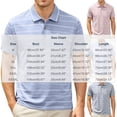 thumbnail image 3 of Mens Polo Shirts Summer Short Sleeve Striped Casual Golf Shirts Collared Button T Shirt with Pocket Size M-4XL Gray, 3 of 5