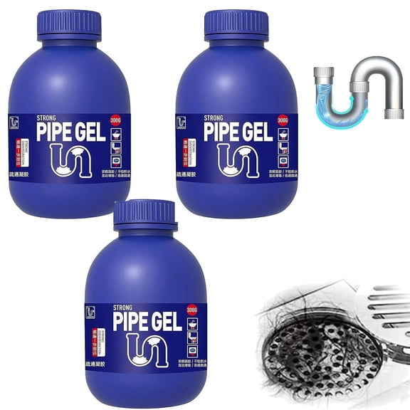 Pipe Bobo Drain Cleaner 3PCS, Professional Drain Opener, Powerful Unclogging, Clog Remover, Shower, Tub, Compatible with All Pipe Materials, 300ml