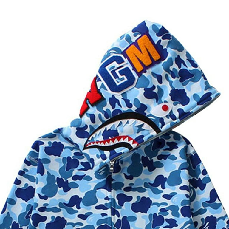  Shark Jaw Camo Hoodie Shark Mouth Jacket Full Zip Up for Adults  : Clothing, Shoes & Jewelry