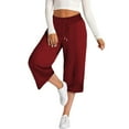 thumbnail image 5 of Mlzmgr Capri Pants Women Wide Leg Drawstring Elastic High Waisted Capris Solid Color Summer Casual Capri Pants, 5 of 5