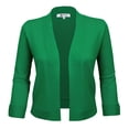 thumbnail image 2 of YEMAK Women's Classic 3/4 Sleeve Open Front Cropped Bolero Cardigan MK3558 (S-XL)-KGR-M, 2 of 9