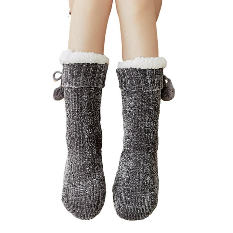 JeashCHAT Women Winter Thick Slipper Socks With Grippers Non Slip Warm  Fuzzy Socks