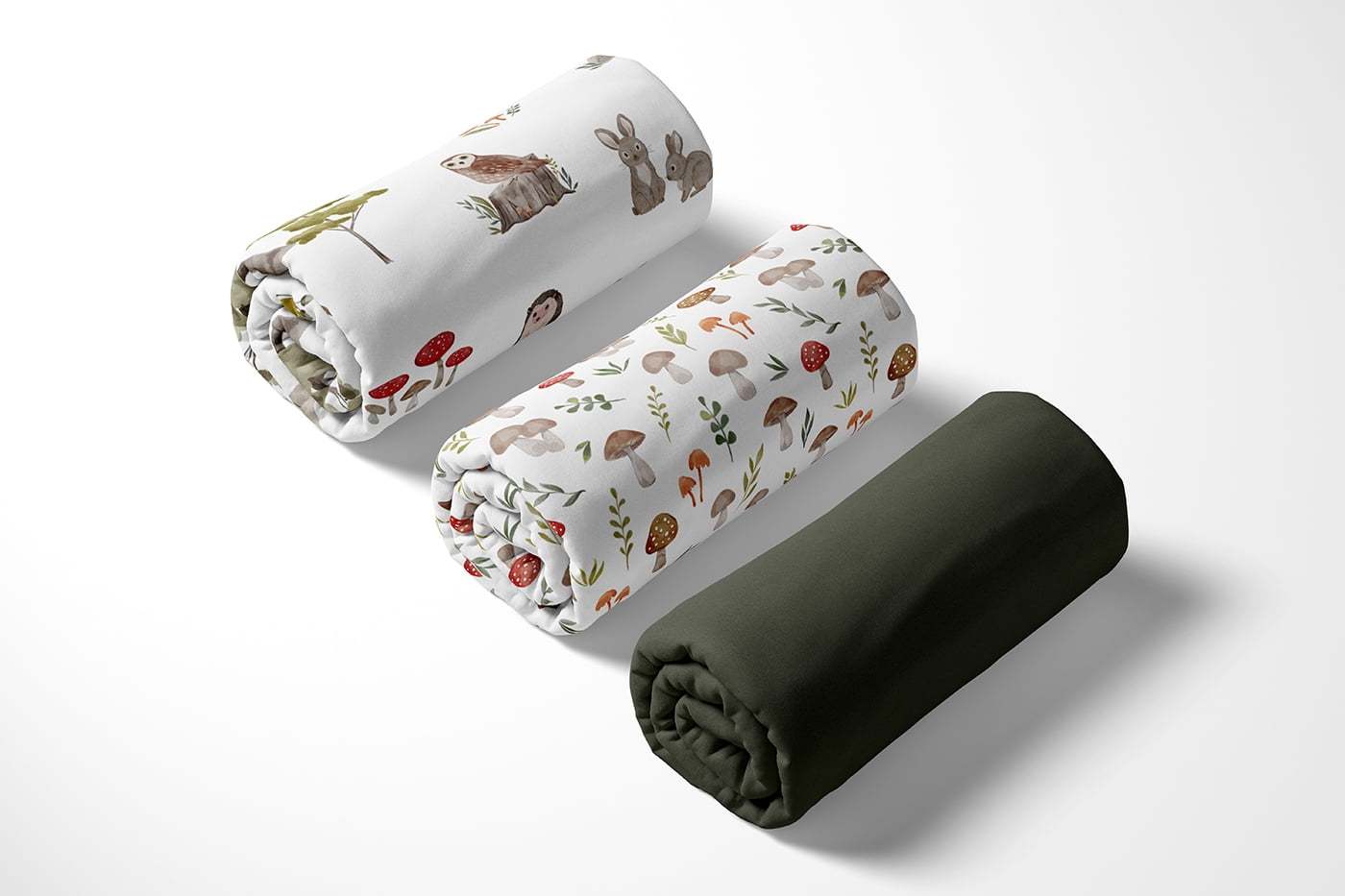 Sweet Jojo Designs Watercolor Woodland Forest Animals Boy, Girl, Unisex/Gender Neutral Fitted Crib Sheets Set 3 Piece