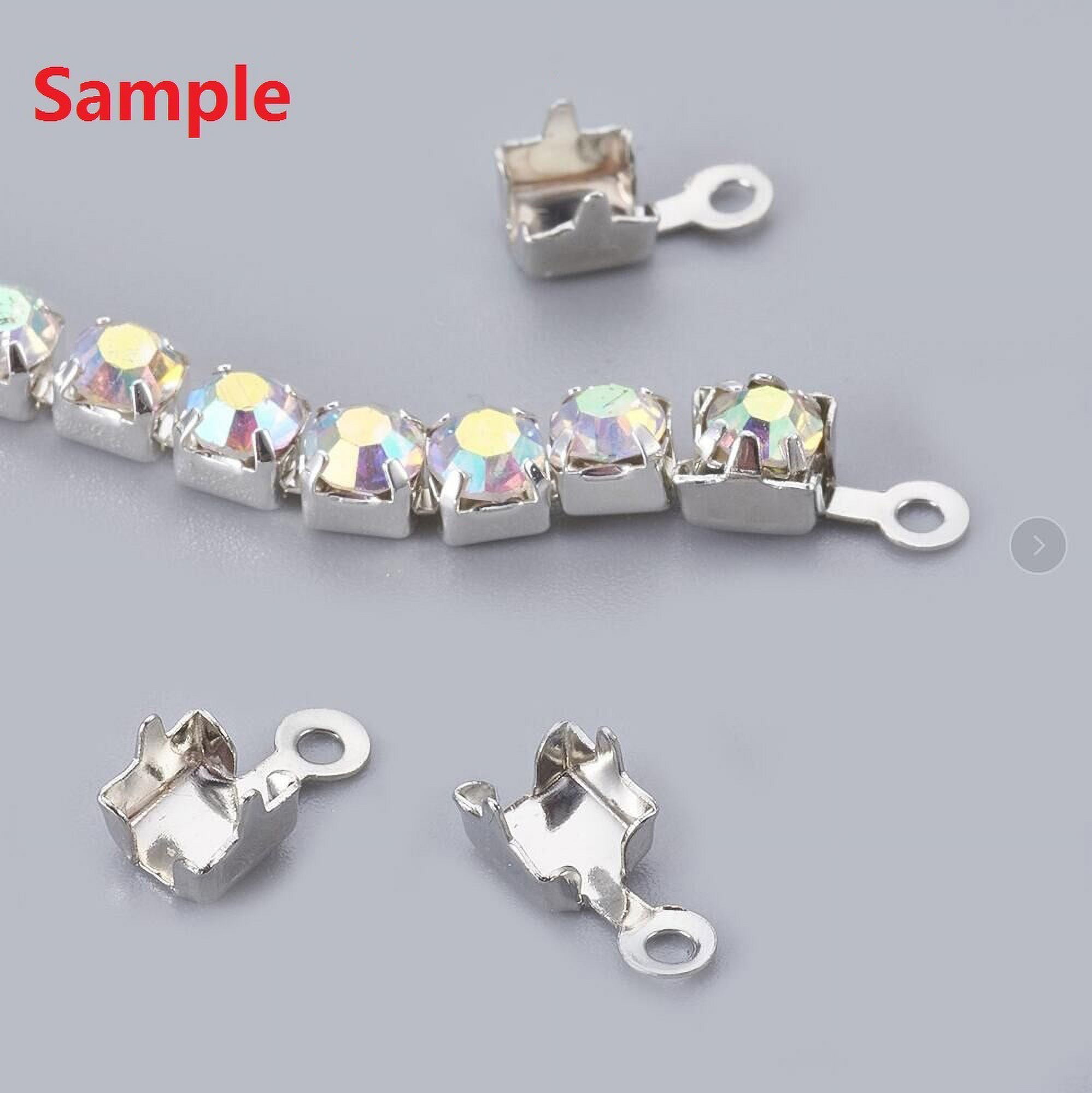 Brass Cup Chain Ends Rhinestone Cup Chain Connectors Silver 7x3.5mm Hole: 1.4mm about 3.3mm inner diameter