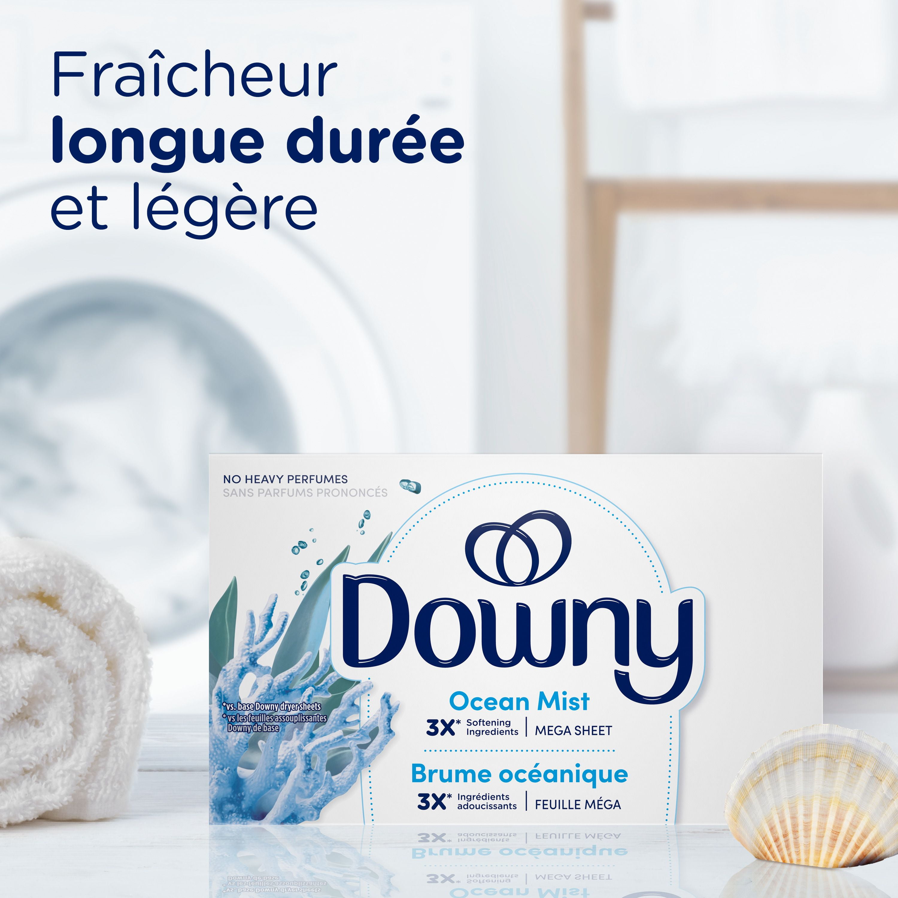 Downy Light Mega Dryer Sheets, Laundry Fabric Softener, Ocean Mist 120CT