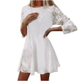 thumbnail image 2 of Qiopertar Robe Midi d'Été Mode Femme Col Rond Sexy Sans Manches Dentelle Patchwork Robe de Vacances en Solde à Moins de 5$ en Liquidation Offres d'Accès Anticipé, 2 of 8