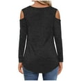 thumbnail image 3 of Off The Shoulder Tops For Women V-Neck T Shirt Tees Ladies Long Sleeve T-Shirts Blouse Pullover Sweatshirts,Black,XX-Large, 3 of 8