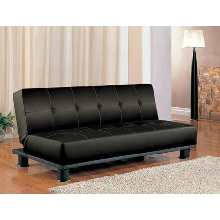Contemporary Black Faux Leather Sofa Couch Bed 300163