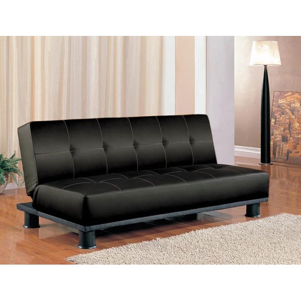 Contemporary Black Faux Leather Sofa/Couch Bed ( 300163 )