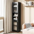 thumbnail image 6 of Costway Bathroom Cabinet, Slim Floor Storage Cabinet with 2 Fluted Doors,4 Rubber Feet Black, 6 of 10