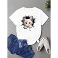 thumbnail image 2 of Chic Valentine's Day Heart & Animal Print T-Shirt for Women - Casual Short Sleeve, Crew Neck Top, Soft Polyester, Machine Washable Tee For Adult, Men, Women, Teen, Teenager, Adolescent, Youth, 2 of 7
