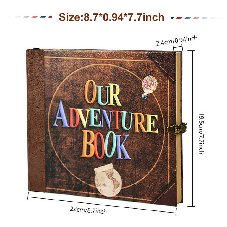 Our Adventure Book 146 Pages 8.9*7.7 Inch Scrapbook Photo Album,Retro Style  Embossed Letter Cover Travel Diary Journal Scrap Book For Couples,Memory