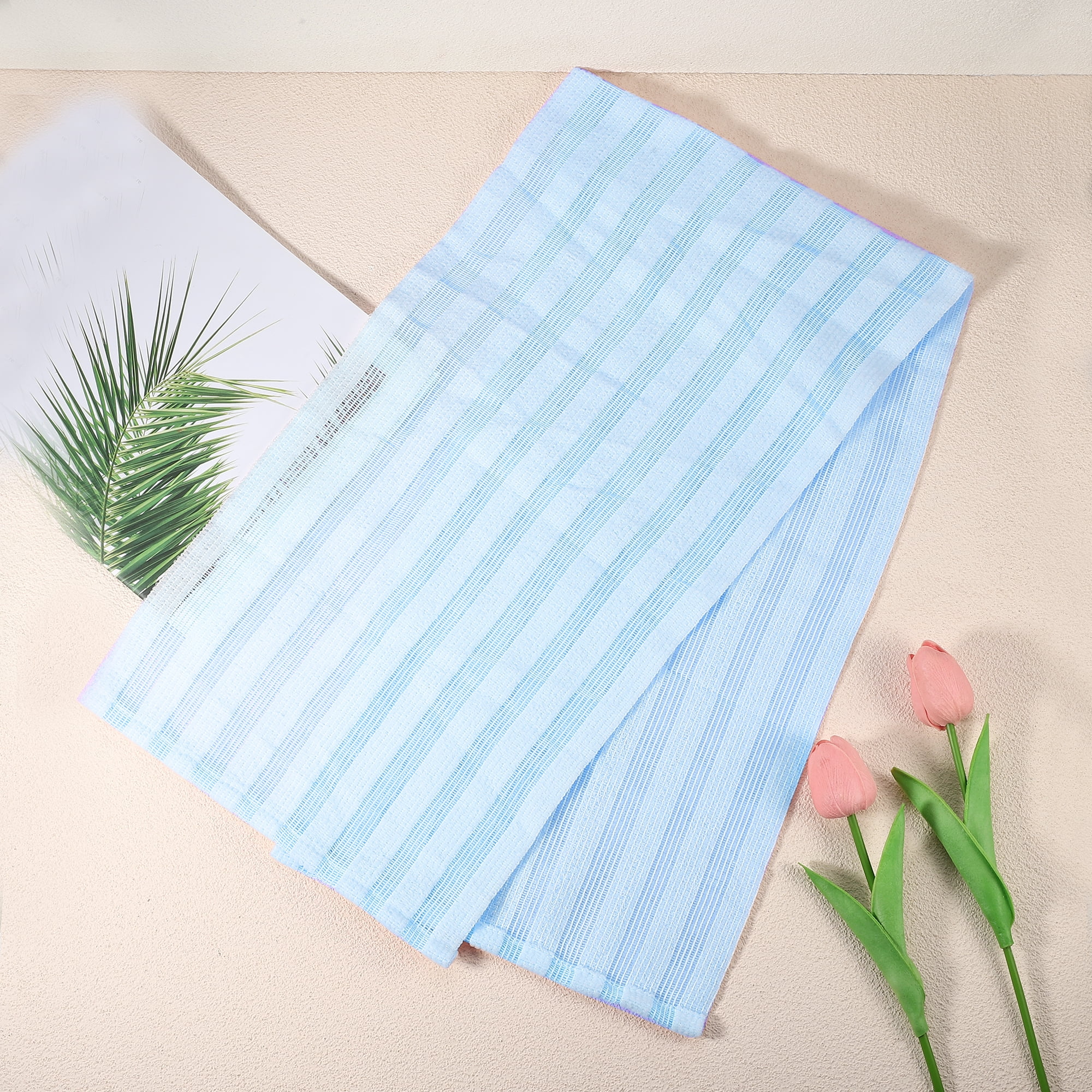Unique Bargains Elasticity Body Scrub Exfoliating Shower Towel 39.37"x9.84" Blue