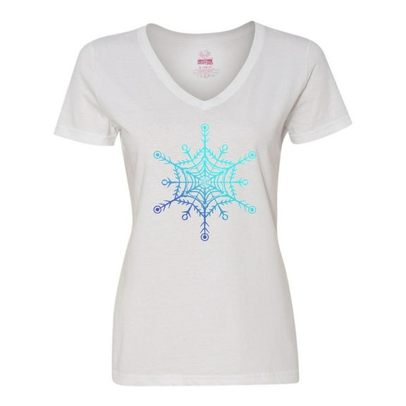 Inktastic Christmas Blue Ice Snowflake Women's V-Neck T-Shirt