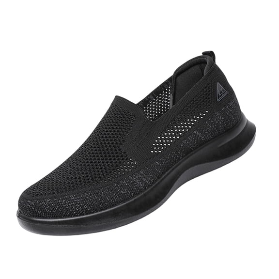 pwidon Men Walking Shoes Comfort Slip On Breathable Mesh Lightweight Non Slip Casual Loafer Athletic Sneakers Black Black 39