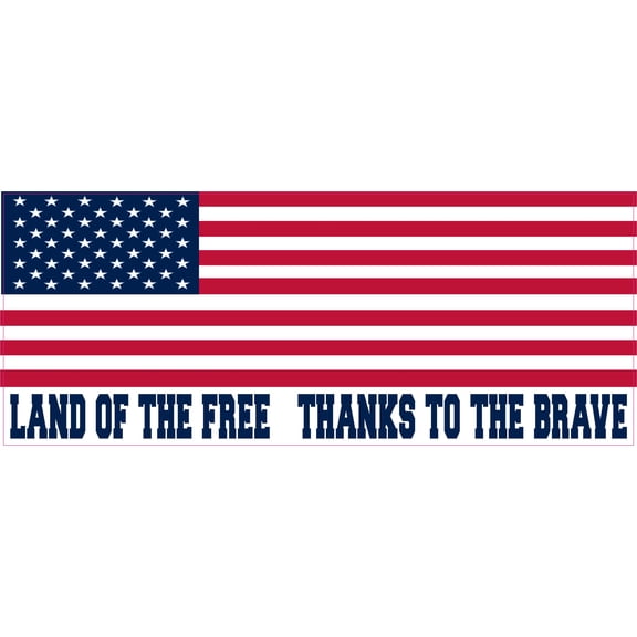 StickerTalk Land of the Free Thanks to the Brave Magnet, 10 inches x 4 inches