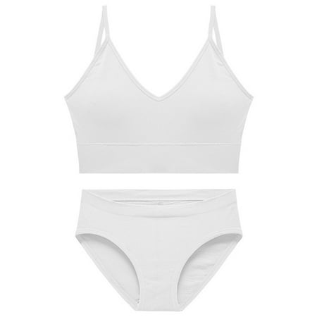 POPLIS Women s Seamless Bra Panties Set Stretch Sport Bra Briefs Panty Bralette Crop Top Intimates Lingerie Set