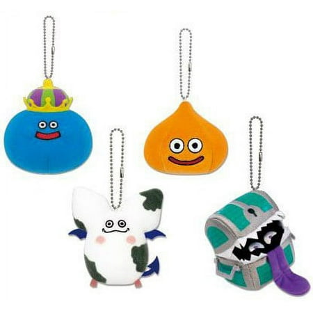 Dragon Quest Teeny Sanguini, Mimic, She-Slime & King Slime Set of 4 Plush Keychains